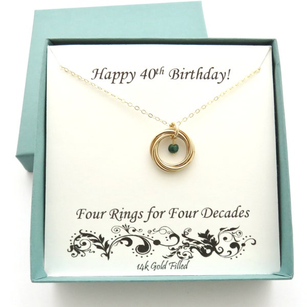 40th Birthday Gifts for Women, Gold Necklace, 40th Birthday, Birthstone Necklace, 14k Gold Filled Necklace, Birthday Gift