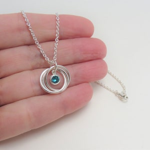 silver birthstone ring necklace