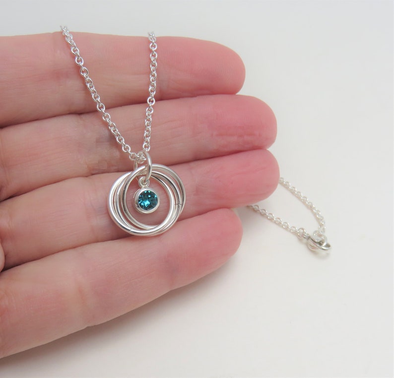 silver birthstone ring necklace