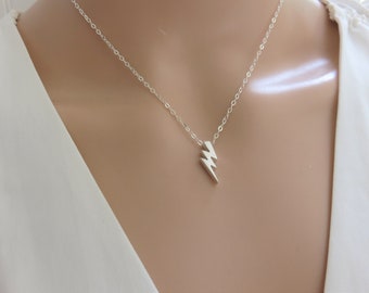 Lightning Bolt Necklace, Graduation Gift for Her, Sterling Silver Necklace, Fearless Strong Necklace, Inspiration Gift
