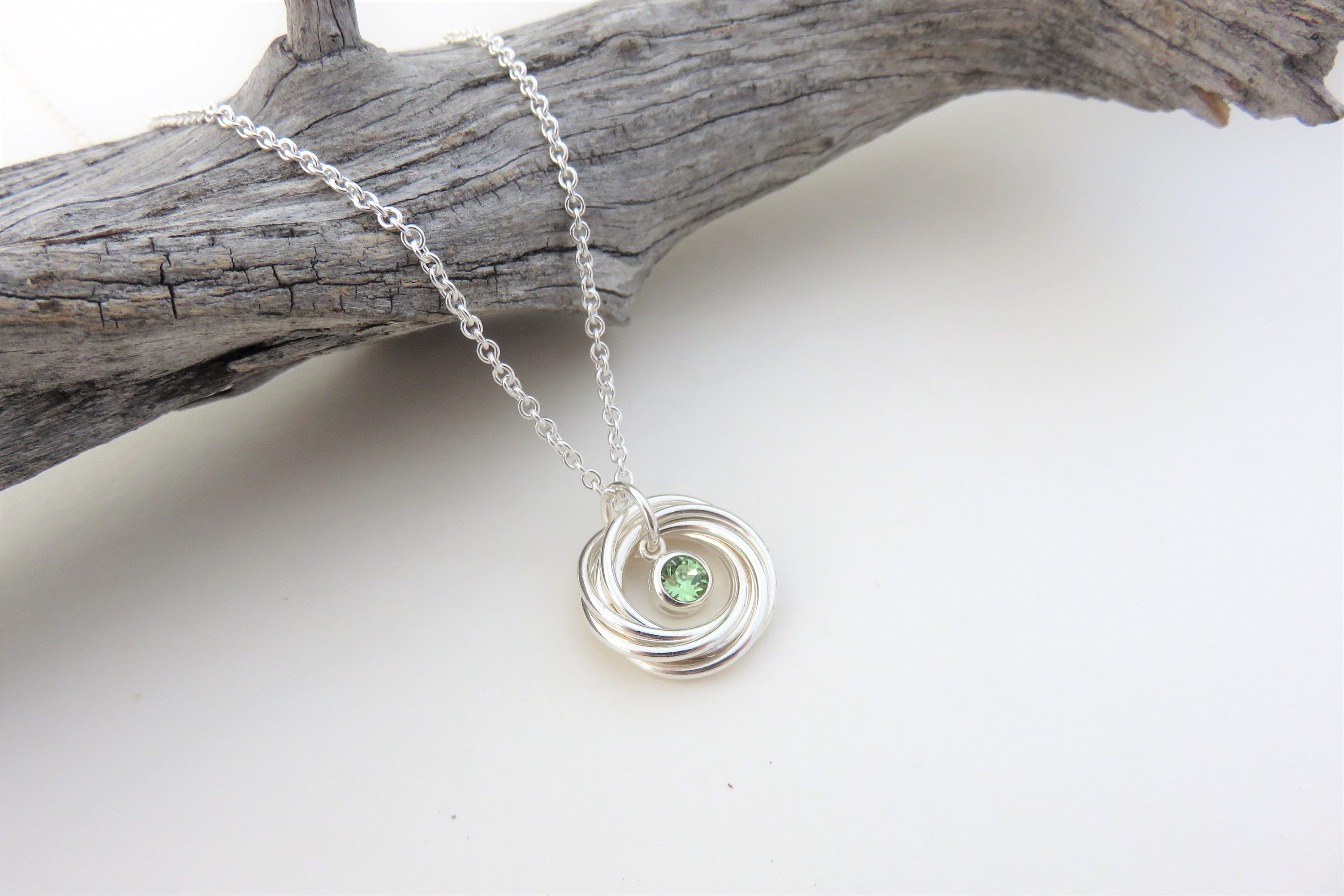 Birthstone 60th Birthday Necklace Silver Ring Necklace 60th