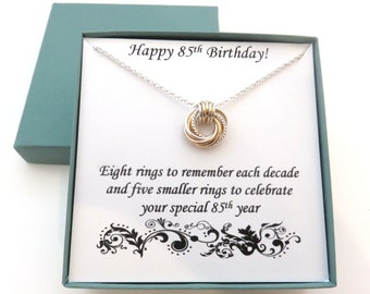 85th Birthday Gift, Silver and Gold Necklace, 85th Birthday Gift for Women, Mixed Metals Necklace, Birthday Gift Ideas for Her