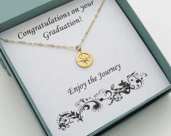 Graduation Gift for Her, Gold Compass Necklace, Retirement gifts for Women, Compass Necklace, Graduation Jewelry Gifts, MarciaHDesigns, MHD