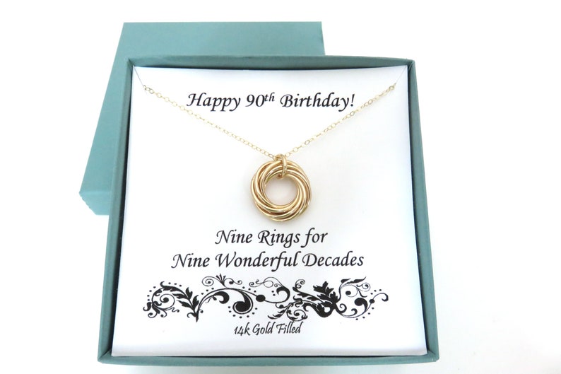 90th Birthday Gift, Gold Filled Necklace, 90th Birthday for Women, Birthday Gifts for Mom, Grandma Gift, 14k Gold Filled 