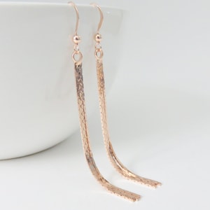 Rose Gold Tassel Earrings, tassel earrings, fringe earrings, long rose gold earrings, modern, 3 strand,snake chain, long earrings,rose gold