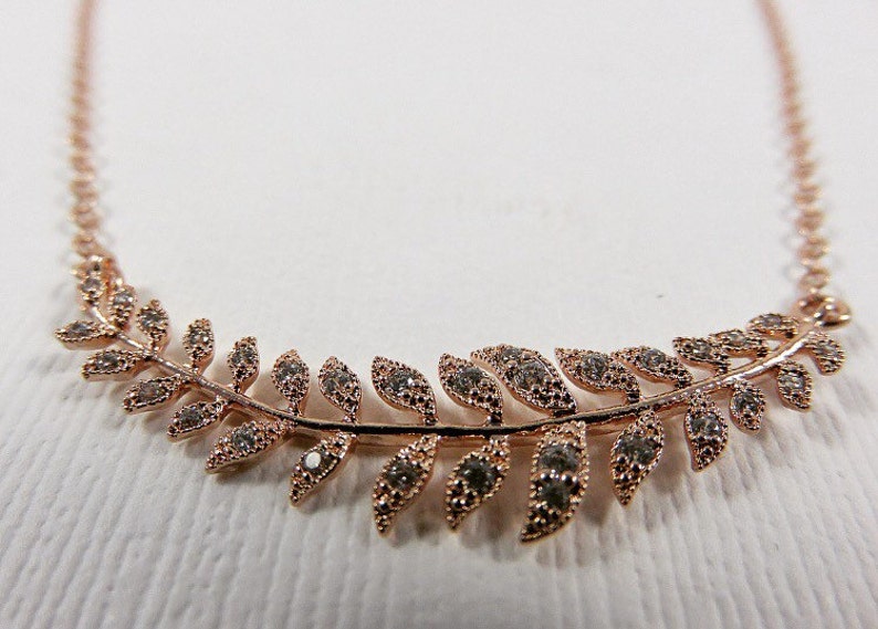 Rose Gold Laurel Leaf Necklace Rose Gold Necklace Laurel Etsy