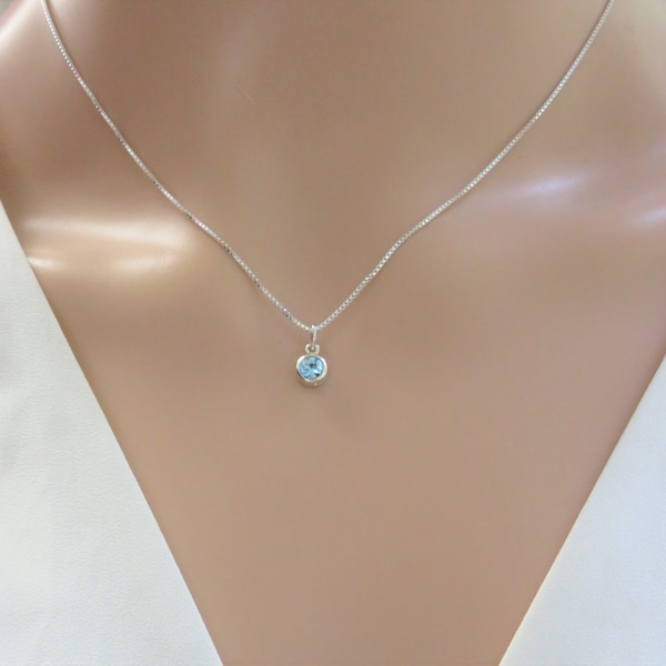 Birthstone Necklace, Tiny Swarovski Crystal Birthstone, Birthday Gift for Her, Sterling Silver Birthstone, Gift for Mom, birthstone jewelry
