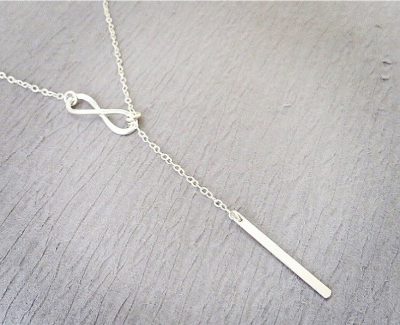 Sterling Silver Bar Necklace Infinity Necklace Lariat Etsy