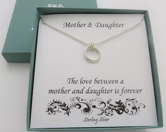 Mother Daughter Necklace, Mother Daughter Gift, Mom Birthday Gift, Mom Daughter Necklace, Birthday Gifts for Mom, Sterling Silver Necklace