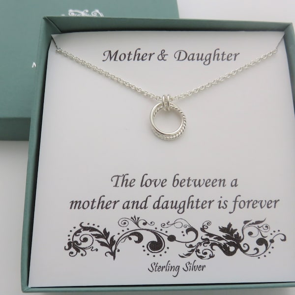 Mother Daughter Necklace, Mother Daughter Gift, Mom Birthday Gift, Mom Daughter Necklace, Birthday Gifts for Mom, Sterling Silver Necklace