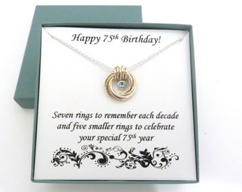 Birthstone Necklace 70th Birthday Necklace Gold Jewellery 70th Birthday Necklace With Birthstone 70th Birthday