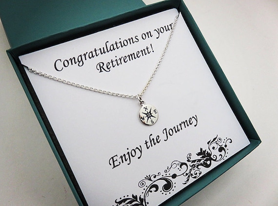 Retirement Gifts for Women Sterling Silver Compass Necklace