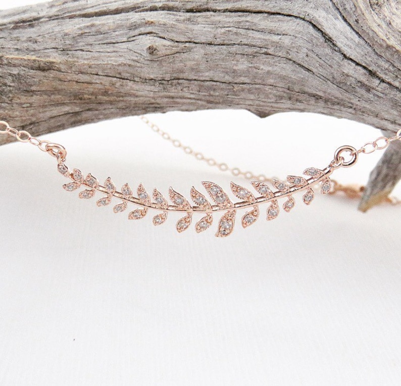 Rose Gold Laurel Leaf Necklace Rose Gold Necklace Laurel Etsy