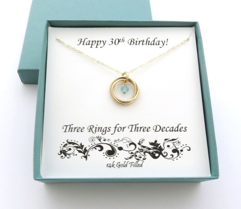 30th Birthday for Her, Gold Filled Necklace, 30th Birthday Gift, Birthstone Necklace, Ring Necklace, MarciaHDesigns image 1