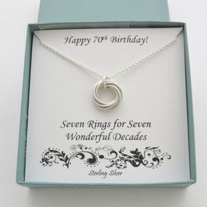 70th Birthday Gift for Women, Sterling Silver Necklace, 70th Birthday Gift for Mom, 70th Anniversary, 7th Anniversary Gift image 8