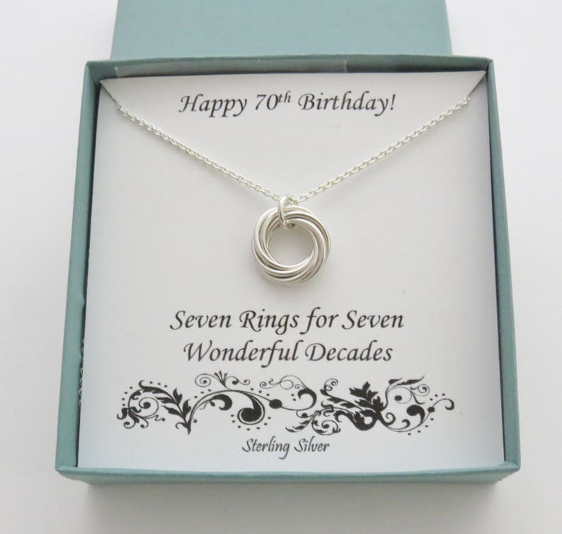 70th Birthday Gift for Women, Sterling Silver Necklace, 70th Birthday Gift for Mom, 70th Anniversary, 7th Anniversary Gift image 8