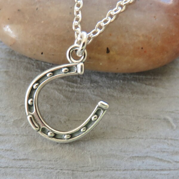 Horseshoe Necklace, horseshoe jewelry, sterling silver, silver horseshoe, good luck jewelry, charm necklace, lucky, horseshoe pendant, mhd