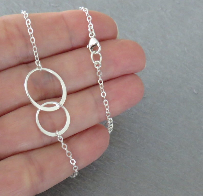 Gift for wife, gift for fiancé, together forever, 2 circles, necklace, sterling silver, gift for girlfriend, birthday gift for wife, fiancé image 3