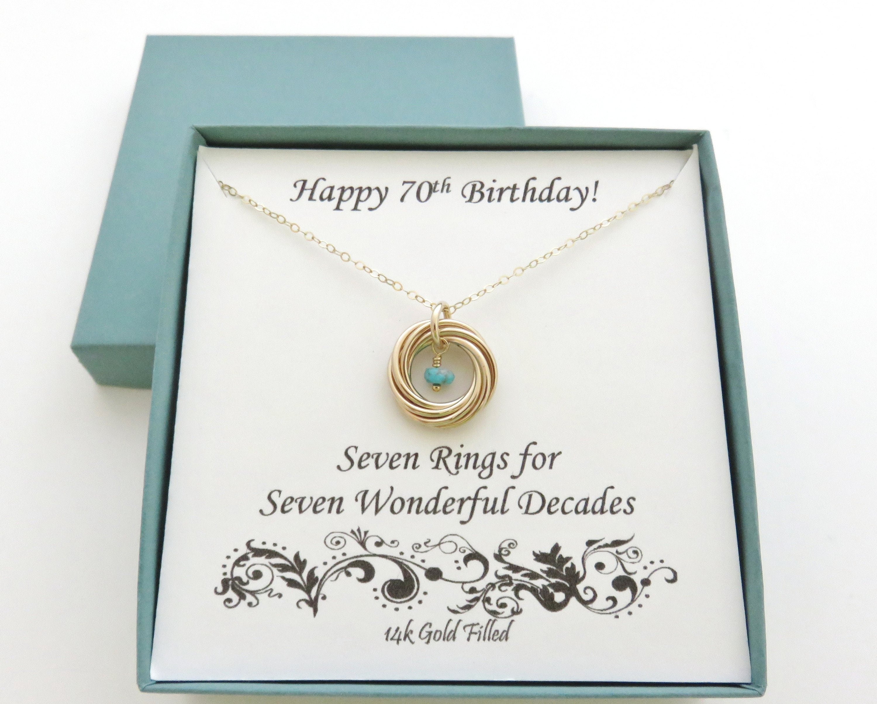 70th Birthday Gift Gold Necklace 70th 