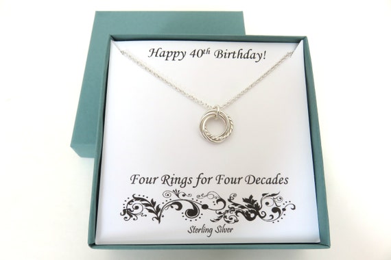 40th Birthday Necklace, Four Circles for 40th Birthday, Sterling Silver,  Happy Birthday, Four Rings for Four Amazing Decades, Gift for Her - Etsy