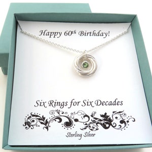 60th Birthday Gifts for Women, Silver Birthstone Necklace, 60th Birthday Gift, Gift for Woman, Birthstone