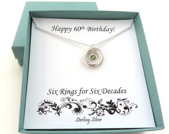 60th Birthday Gifts for Women, Silver Birthstone Necklace, 60th Birthday Gift, Gift for Woman, Swarovski Birthstone