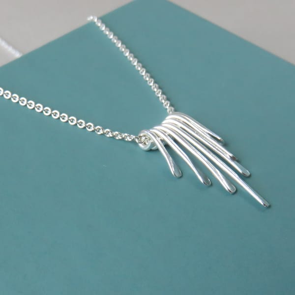 Sterling Silver Necklace, waterfall necklace, Karen Hill Tribe, graduated, hill tribe silver, paddle, unique, bridesmaid gift, marciahdesign