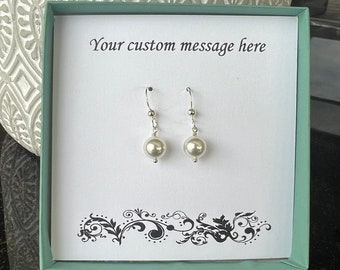Pearl Earrings, Bridesmaid Gift, sterling silver ear wire, mother in law gift, wedding gift, mother gift, Pearl earring set, grandma gift