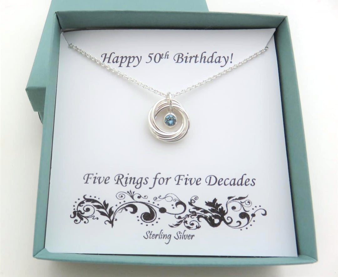 50th Birthday Gift for Women, Birthstone Necklace, 50th