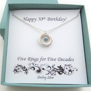 50th Birthday Gift for Women, Birthstone Necklace, 50th Birthday Gift, Crystal, Sterling Silver Necklace, Birthday Gift