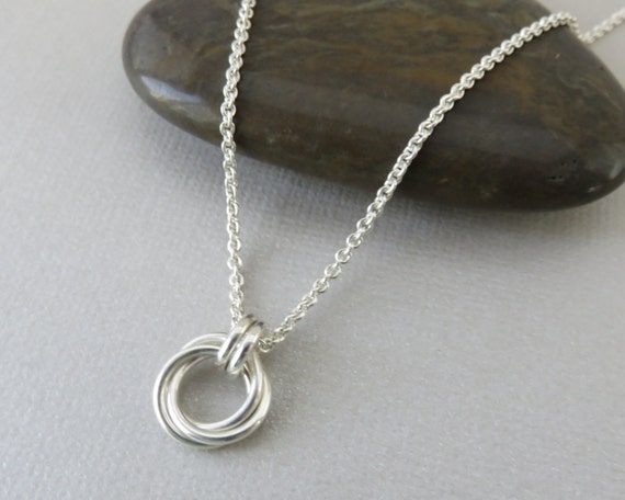Love Knot Necklace, Sterling Silver, Eternity Necklace, Rings