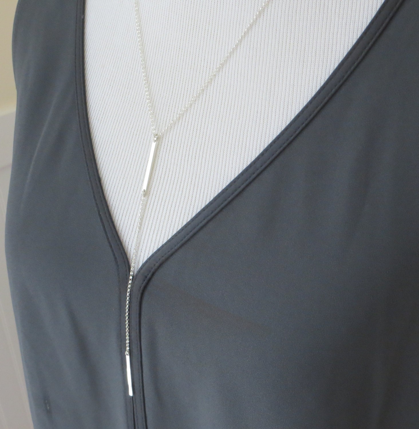 Sterling Silver Bar Necklace Y long bar necklace two bars 2 Etsy