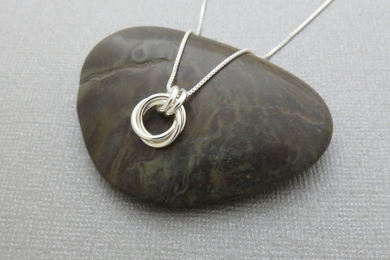 sterling silver three ring necklace