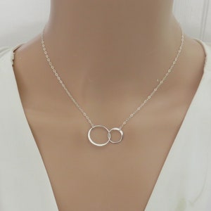 Gift for wife, gift for fiancé, together forever, 2 circles, necklace, sterling silver, gift for girlfriend, birthday gift for wife, fiancé image 2