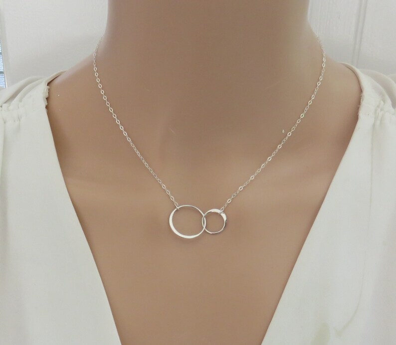 Gift for wife, gift for fiancé, together forever, 2 circles, necklace, sterling silver, gift for girlfriend, birthday gift for wife, fiancé image 2