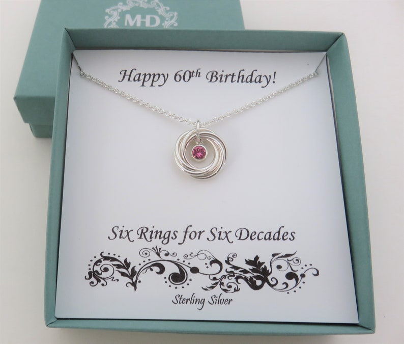 60th Birthday Gifts for Women Birthstone necklace Sterling Etsy