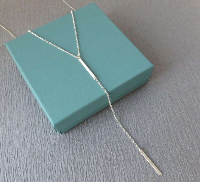 Sterling Silver Bar Necklace Y Long Bar Necklace Two Bars 2 Etsy
