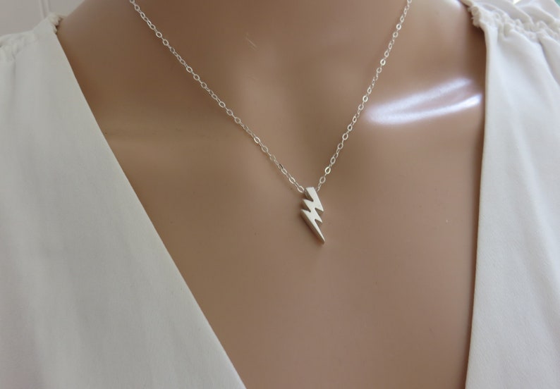 Graduation Gifts for Her, Lightning Bolt Necklace, Fearless Necklace, Gift for Friend, Sterling Silver Necklace image 2