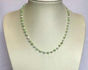 Green Prase Opal Rosary-Linked Necklace