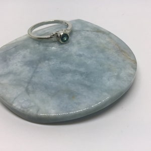 Blue Zircon Bezel-set Solitaire Sterling Silver ring size 6