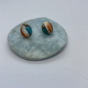 Spiny Oyster Turquoise Sterling Silver Stud Earrings