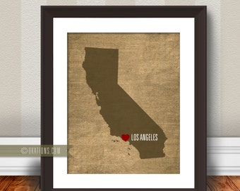 Los Angeles California Love  Wall Art - burlap - I love city state Instant Download - Digital File - Printable - Downloadable