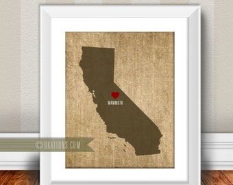 Mammoth California Love  Wall Art - burlap - I love city state Instant Download - Digital File - Printable - Downloadable