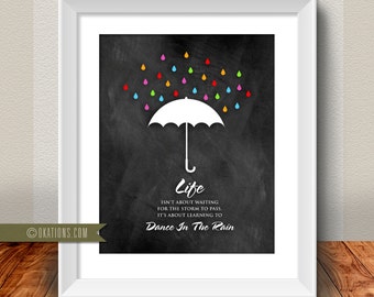 Life isn't about waiting for the storm to pass. It's about learning to dance in the rain - Chalkboard - Instant Download - DIY printable