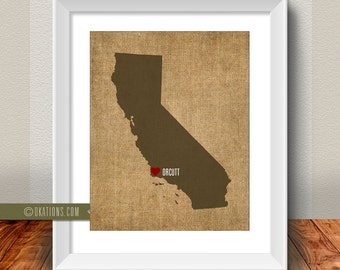 Orcutt California Love  Wall Art - burlap - I love city state Instant Download - Digital File - Printable - Downloadable