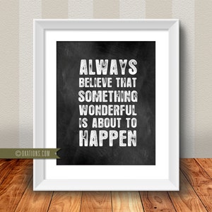 Always believe that something wonderful is about to happen - CHALKBOARD - Instant Download - Digital File - Printable - Downloadable