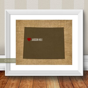 Jackson Hole Wyoming Love Wall Art - toile de jute - j'aime la ville-Etat Téléchargement instantané - fichier numérique - imprimable - téléchargeable