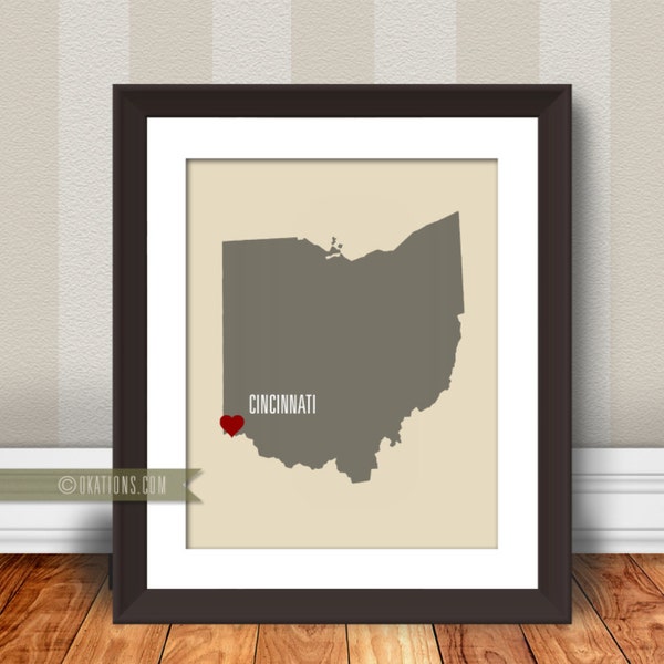 Cincinnati Ohio Liebe Wandkunst - ich liebe Stadtstaat Instant Download - Digitaldatei - zum Ausdrucken - Download