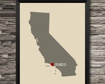 Los Angeles California Love  Wall Art - TAN BACKGROUND- I love city state Instant Download - Digital File - Printable - Downloadable