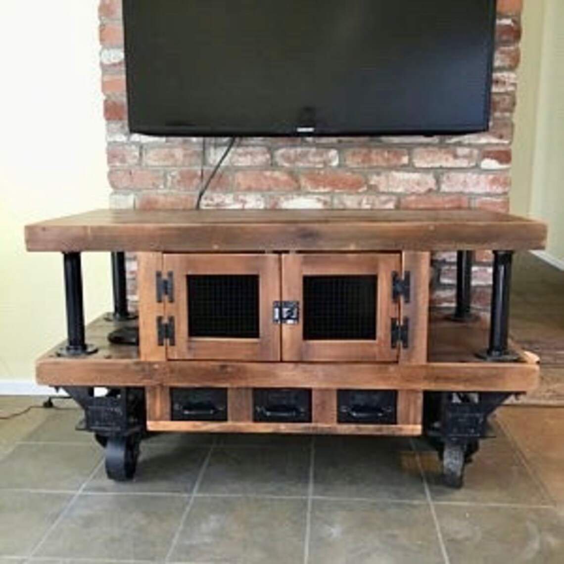Industrial Style Media Console Carts. Built to Suit. Etsy